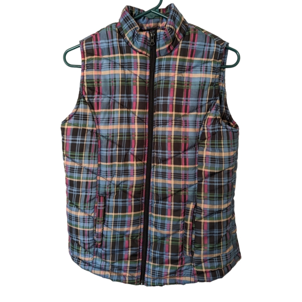 EUC Women's Plaid Puffer Vest Jacket, Size Small, by Hannah